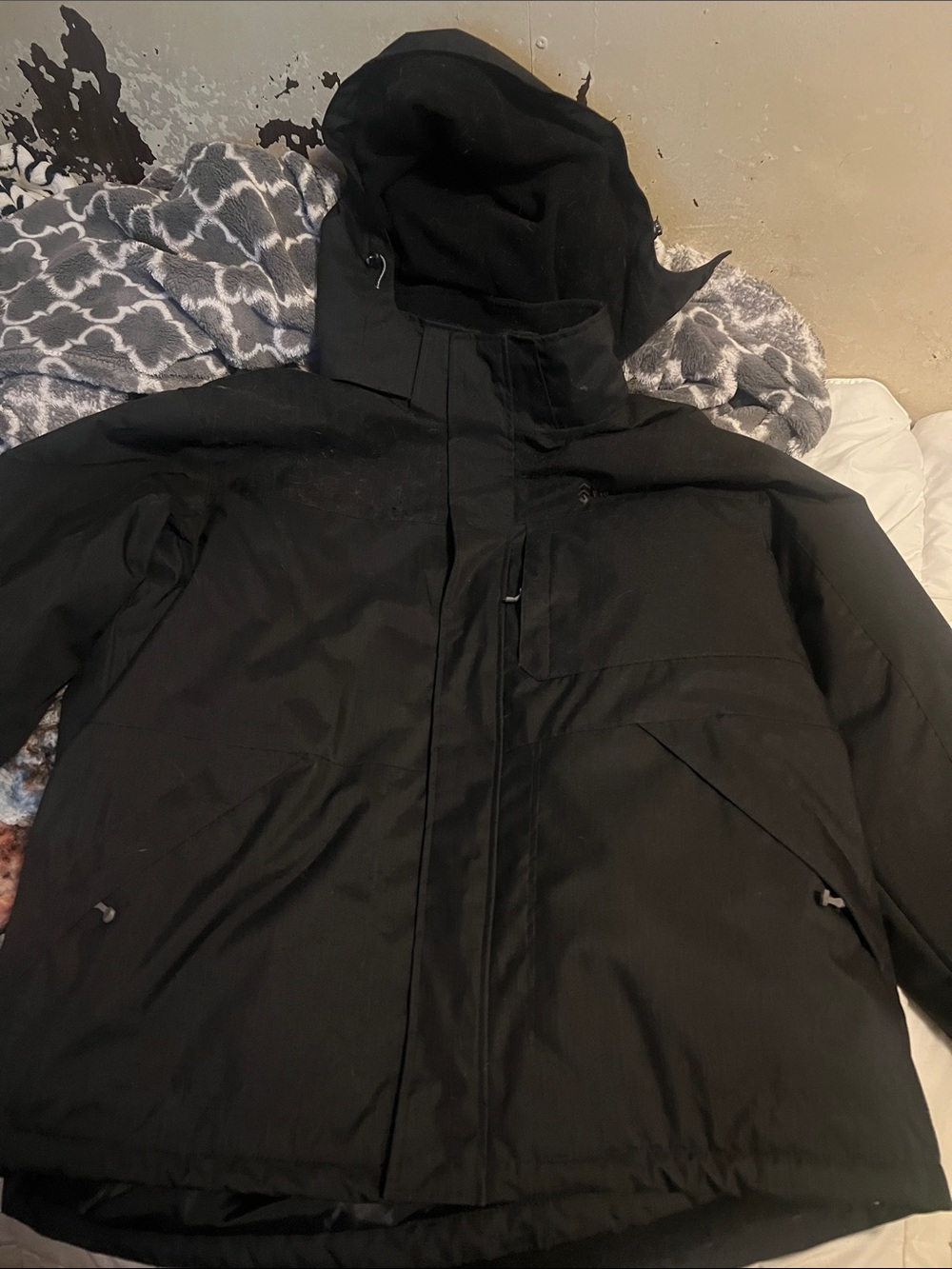 Free Country Black Hooded Raincoat for Men